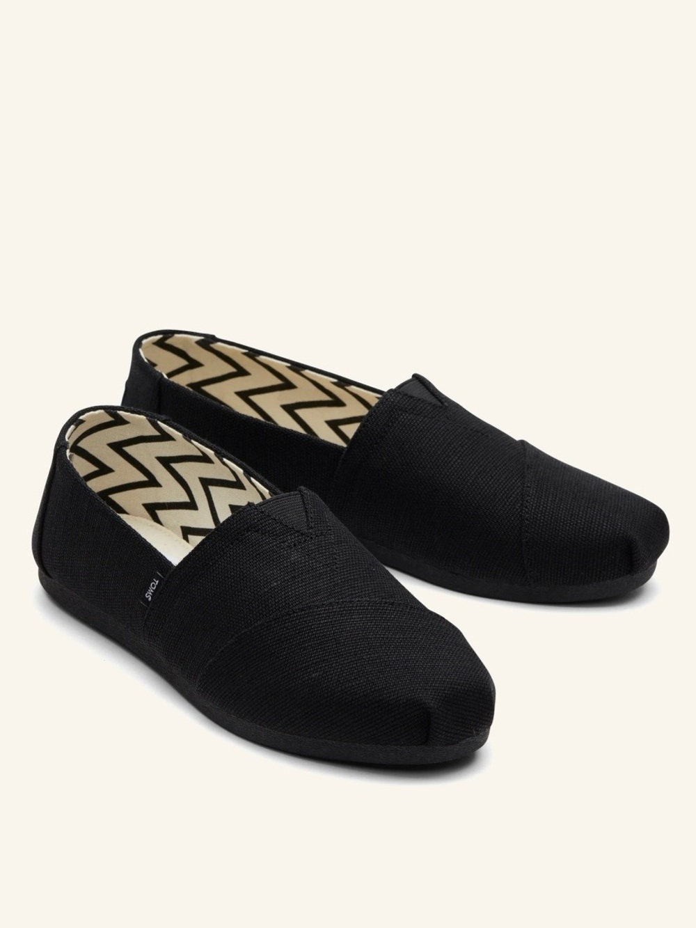 TOMS Alpargata Slip-On Shoes Black Canvas Women’s 8.5 W Vegan Lightweight Casual
